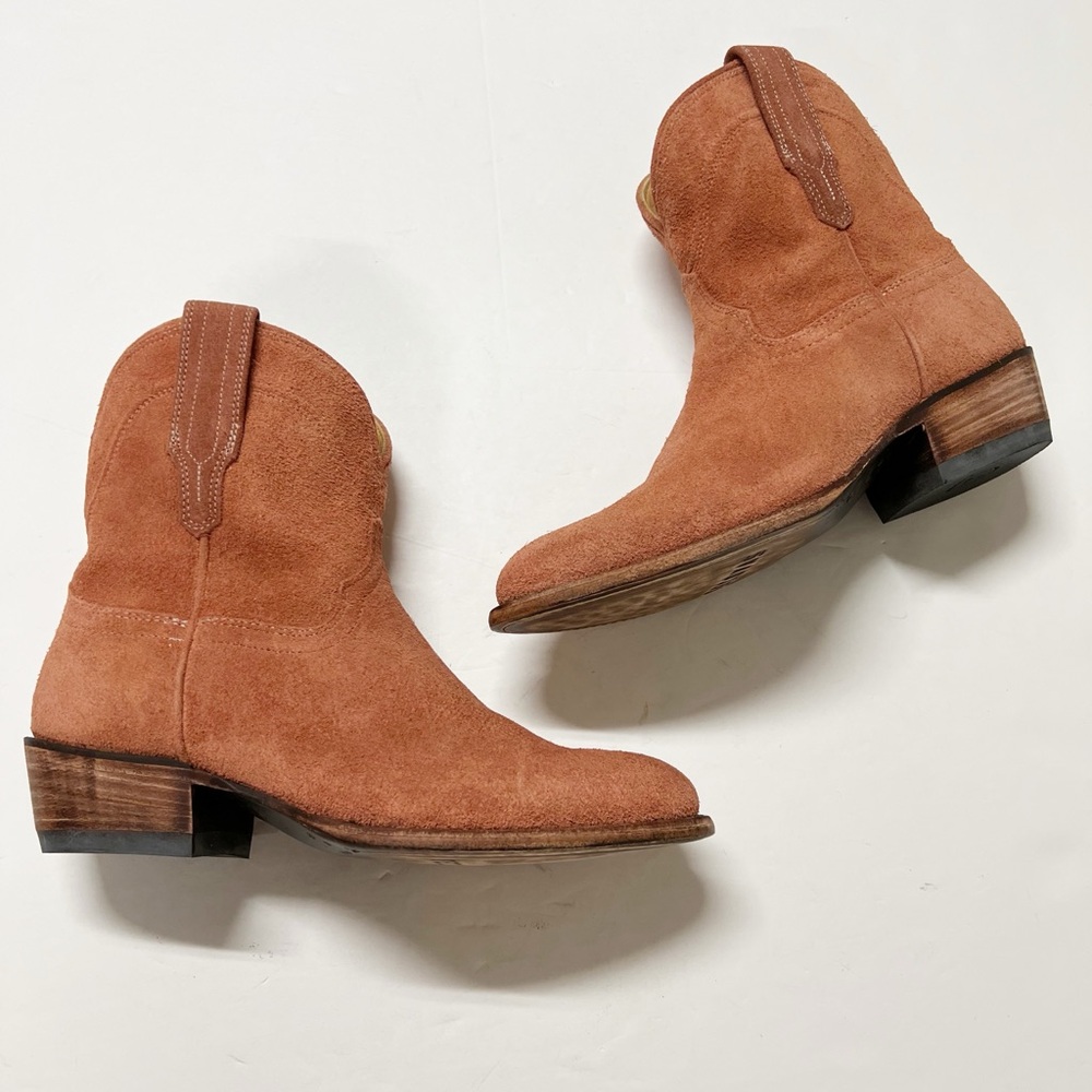 Tecovas The Lucy Suede Heeled Ankle Boots in Desert Rose 7.5 NWB
